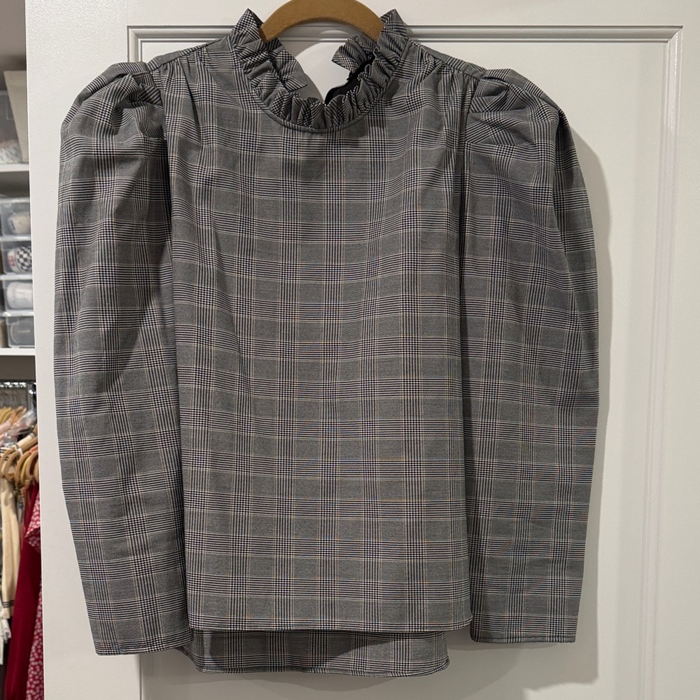 Zara Gray Checkered Blouse
